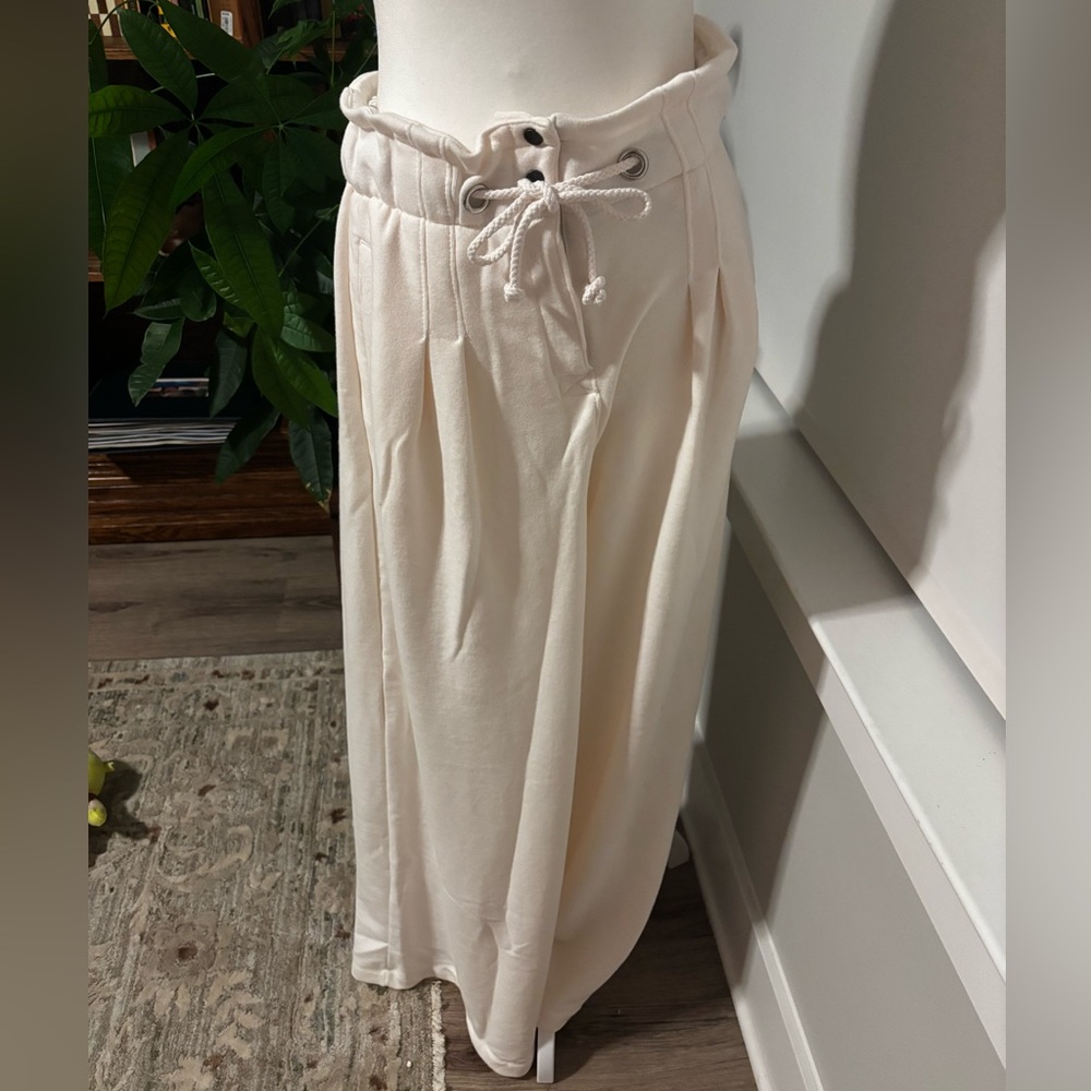 FP Movement by Free People Cream Wide-Leg Drawstring Pants